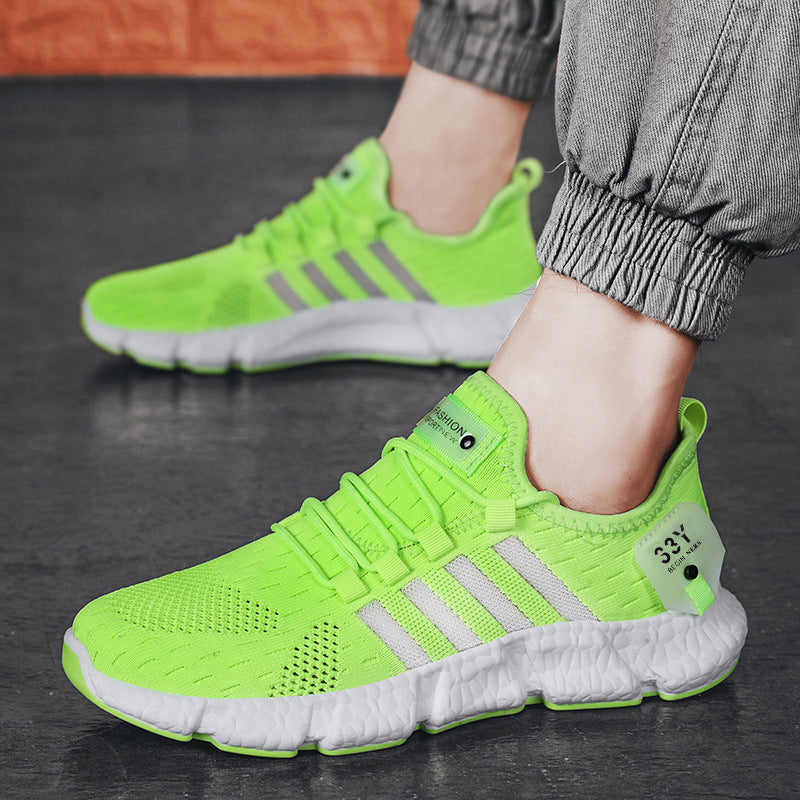 Lying Weave Mens Running Shoes Lightweight Popcorn Sneakers Comfortable Walking Sports Shoes Keep Running Casual Shoes