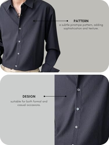 GRECIILOOKS Men's Formal Button Down Shirt – Slim Fit Polycotton Shirt|Textured Full Sleeve| (Available in Combo Pack of 2)