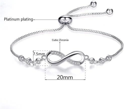 Nilu's Collection Infinity Shape Cubic Zirconia Diamond Bracelet for Women & Girls, Jewelry for Gift, Adjustable Charm Bracelet