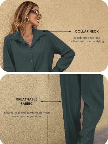 Leriya Fashion Stylish Co-ord Set for Women – Trendy Korean Summer Travel Outfit | Lightweight Two Piece Dress for Beach & Holiday Look | Casual Style | Textured | Full Sleeve