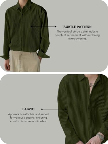 GRECIILOOKS Men's Formal Button Down Shirt – Slim Fit Polycotton Shirt|Textured Full Sleeve| (Available in Combo Pack of 2)