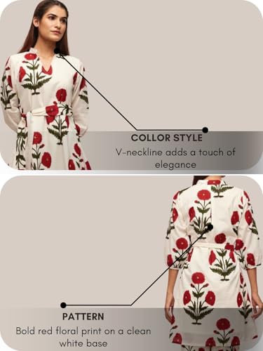 Leriya Fashion Women's Anarkali Floral Printed Rayon Kurta Pant Set | V-Neck Straight Kurti with 3/4 Sleeves | Co ord Set For Women Stylish | Kurtis