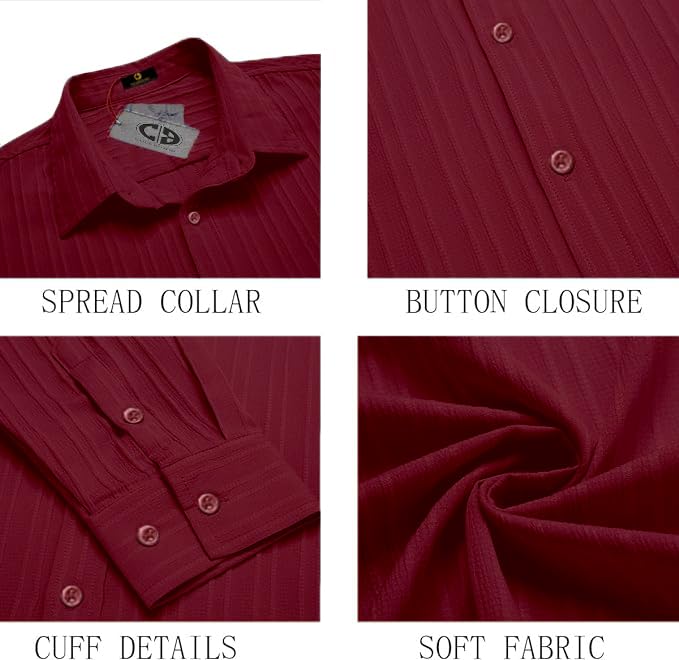 CB-COLEBROOK Men's Casual Button Down Shirts Long Sleeve Linen Shirt Fashion Textured Beach Summer Shirts |