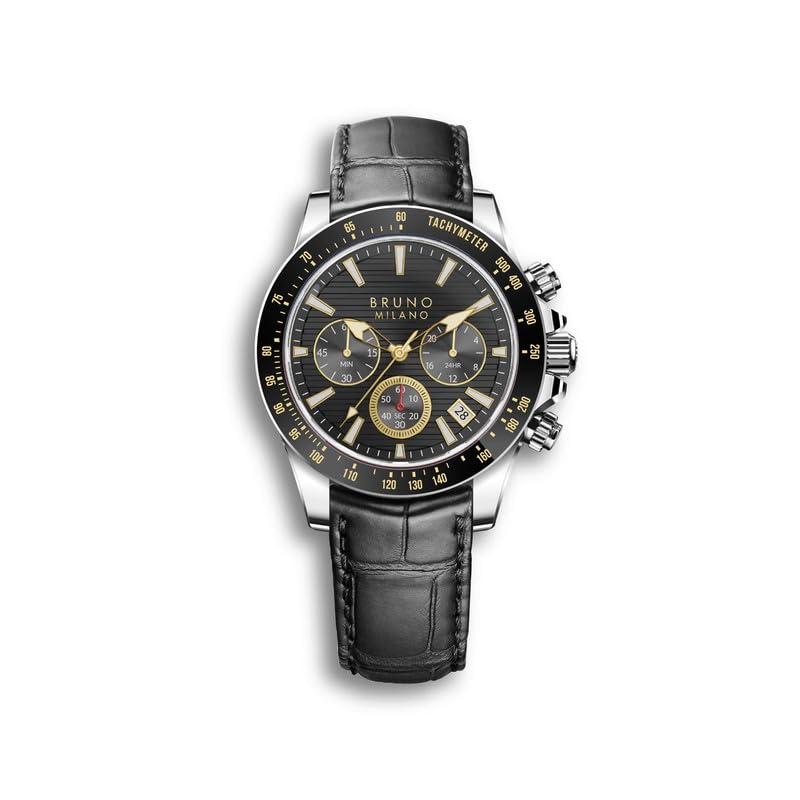 BRUNO MILANO Elegant Masterpiece Chronograph Movement with Croco Leather Band & metallic band Watch for Men