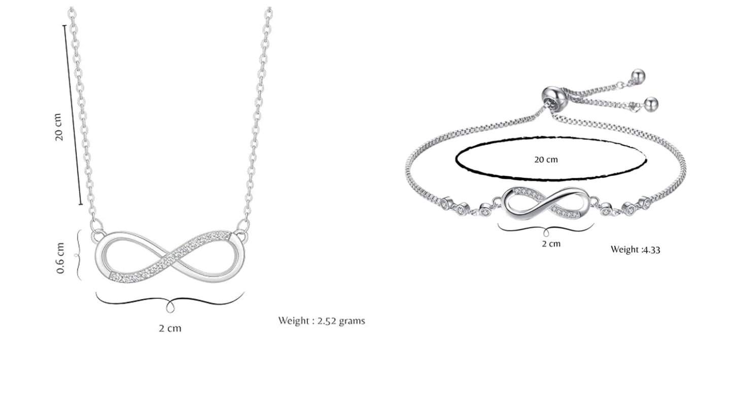 Nilu's Collection Infinity Shape Cubic Zirconia Diamond Bracelet for Women & Girls, Jewelry for Gift, Adjustable Charm Bracelet