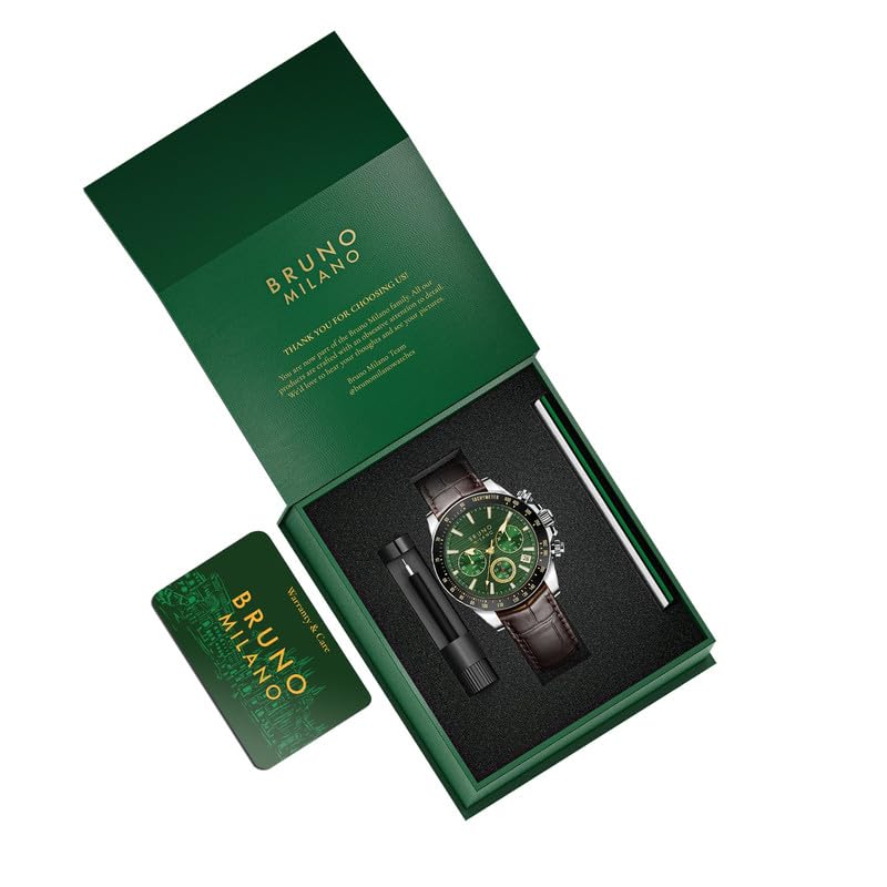 BRUNO MILANO Elegant Masterpiece Chronograph Movement with Croco Leather Band & metallic band Watch for Men