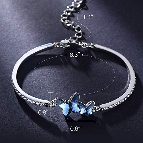 Women Blue Stylish Crystal Silver Plated Platinum Plated Cubic Zirconia Charm Bracelet
