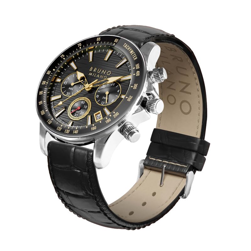 BRUNO MILANO Elegant Masterpiece Chronograph Movement with Croco Leather Band & metallic band Watch for Men