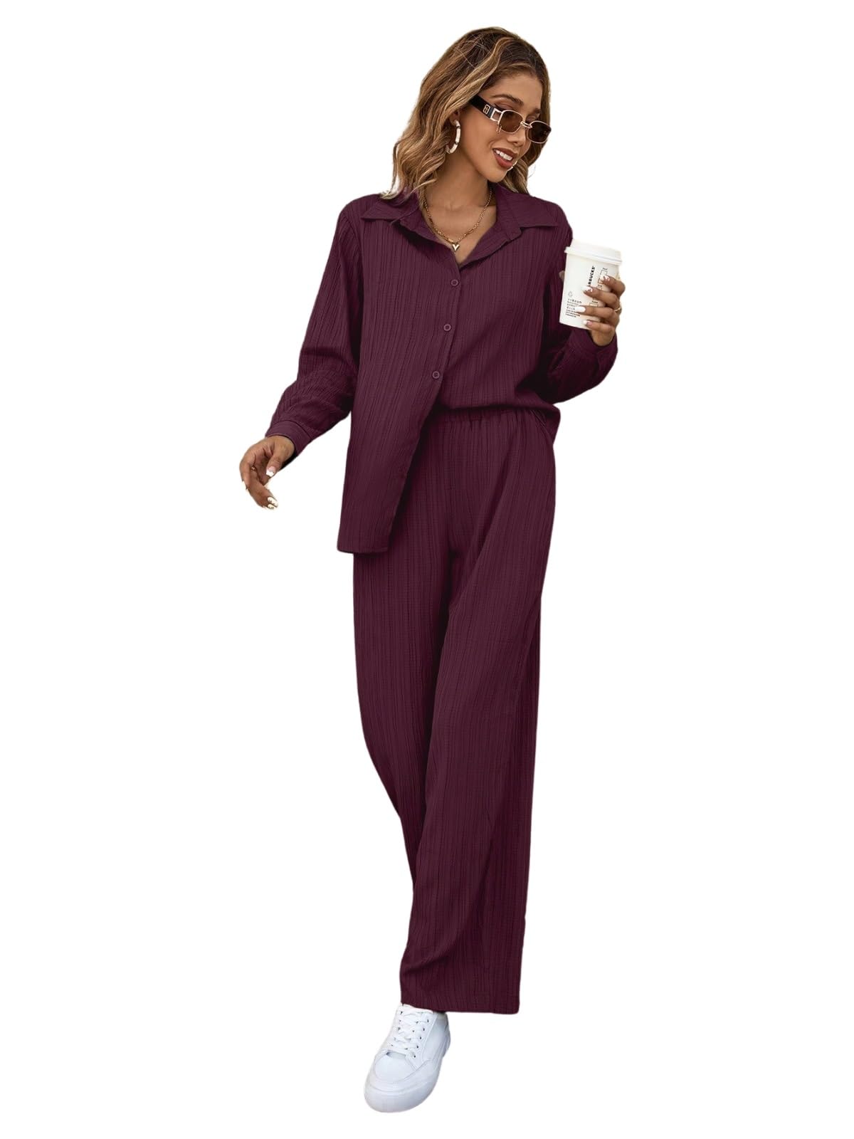 Leriya Fashion Stylish Co-ord Set for Women – Trendy Korean Summer Travel Outfit | Lightweight Two Piece Dress for Beach & Holiday Look | Casual Style | Textured | Full Sleeve