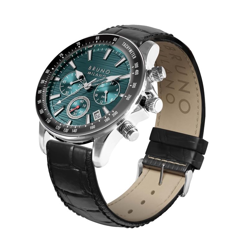 BRUNO MILANO Elegant Masterpiece Chronograph Movement with Croco Leather Band & metallic band Watch for Men