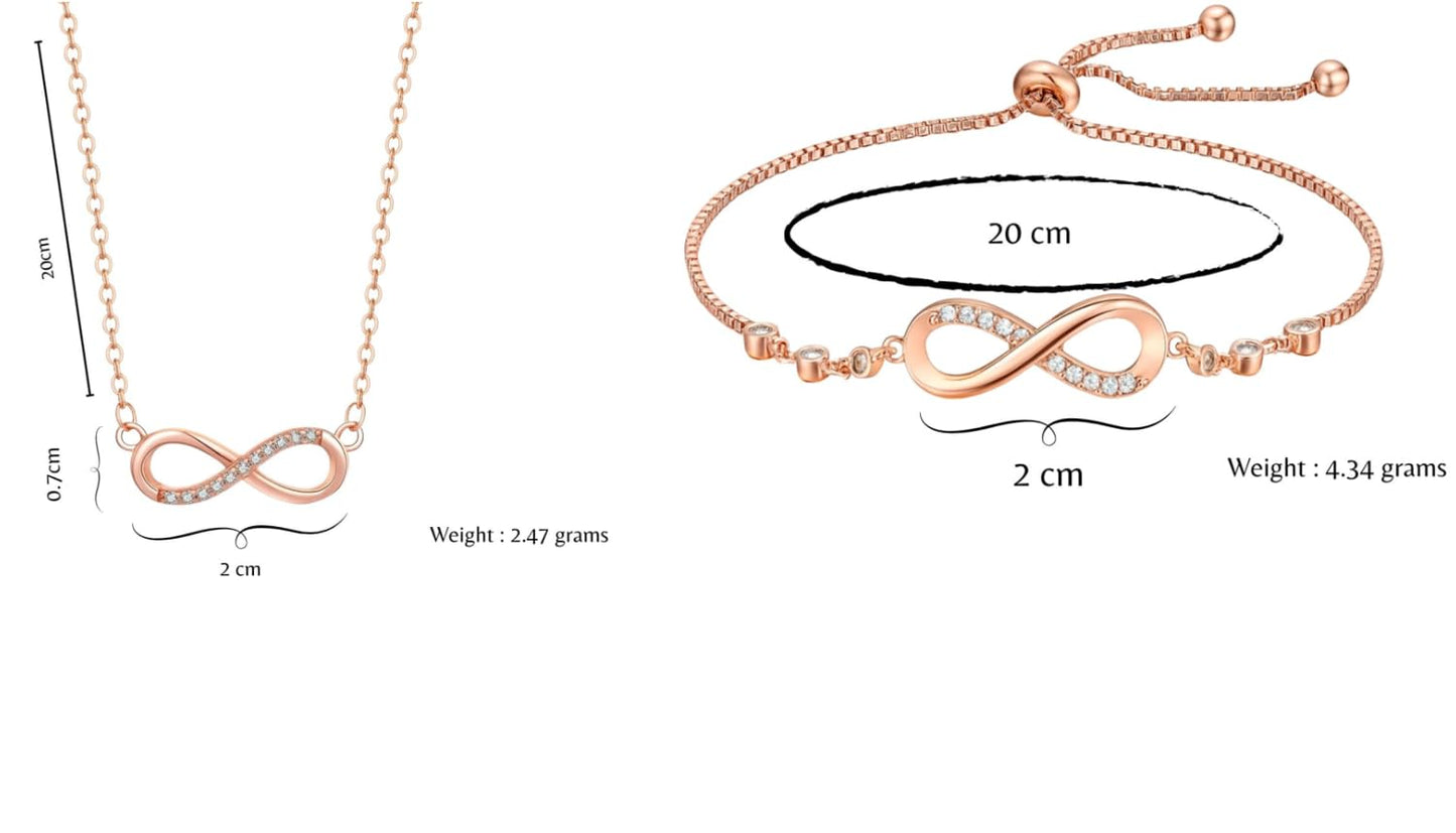 Nilu's Collection Infinity Shape Cubic Zirconia Diamond Bracelet for Women & Girls, Jewelry for Gift, Adjustable Charm Bracelet