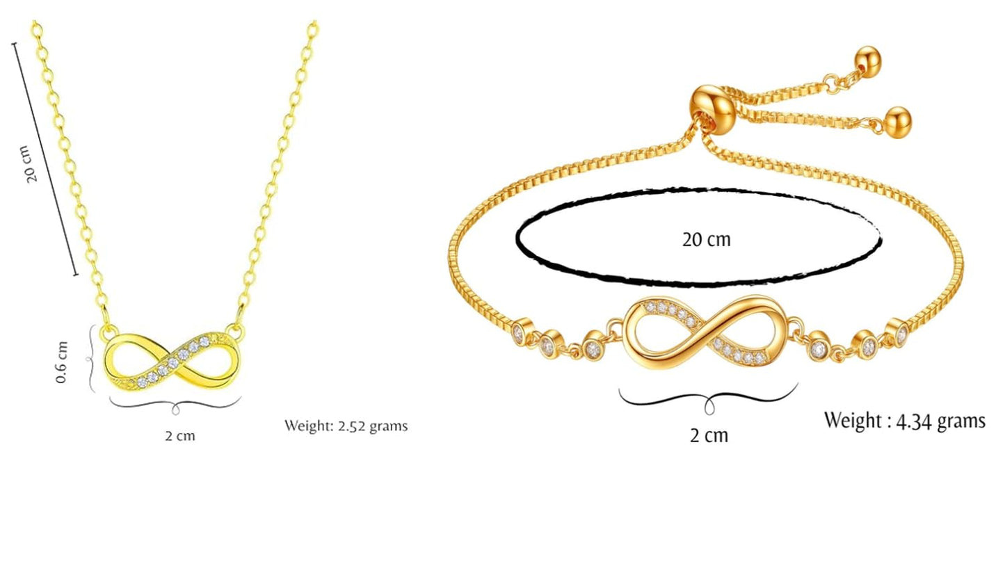 Nilu's Collection Infinity Shape Cubic Zirconia Diamond Bracelet for Women & Girls, Jewelry for Gift, Adjustable Charm Bracelet