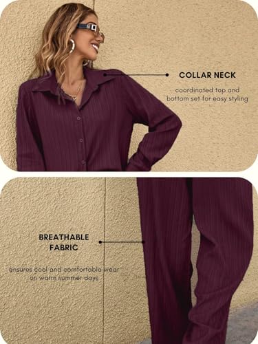 Leriya Fashion Stylish Co-ord Set for Women – Trendy Korean Summer Travel Outfit | Lightweight Two Piece Dress for Beach & Holiday Look | Casual Style | Textured | Full Sleeve