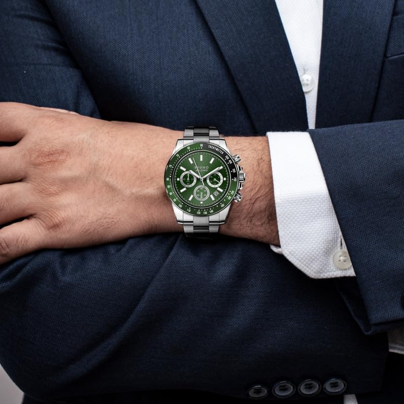 BRUNO MILANO Elegant Masterpiece Chronograph Movement with Croco Leather Band & metallic band Watch for Men