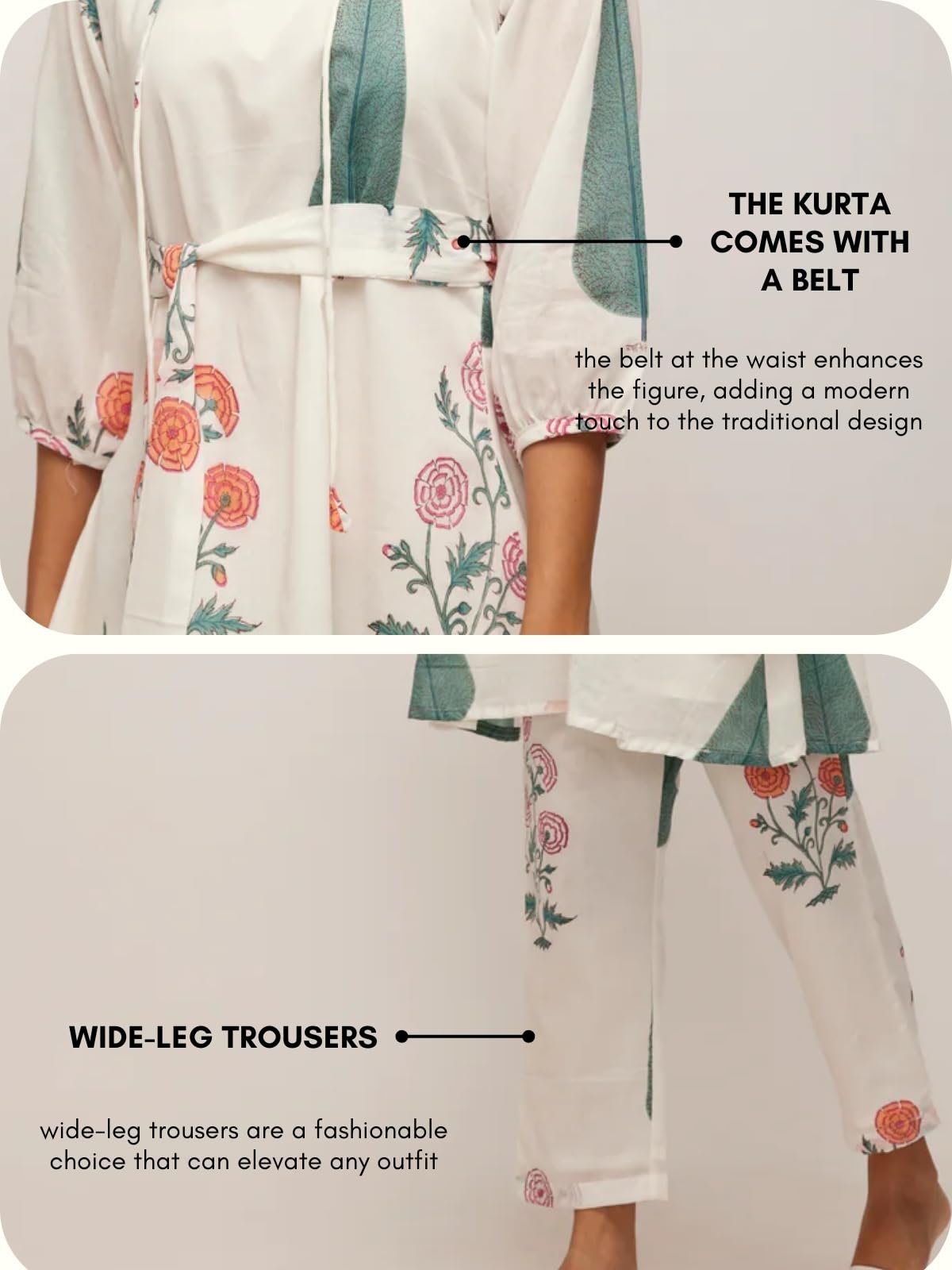 Leriya Fashion Women's Anarkali Floral Printed Rayon Kurta Pant Set | V-Neck Straight Kurti with 3/4 Sleeves | Co ord Set For Women Stylish | Kurtis