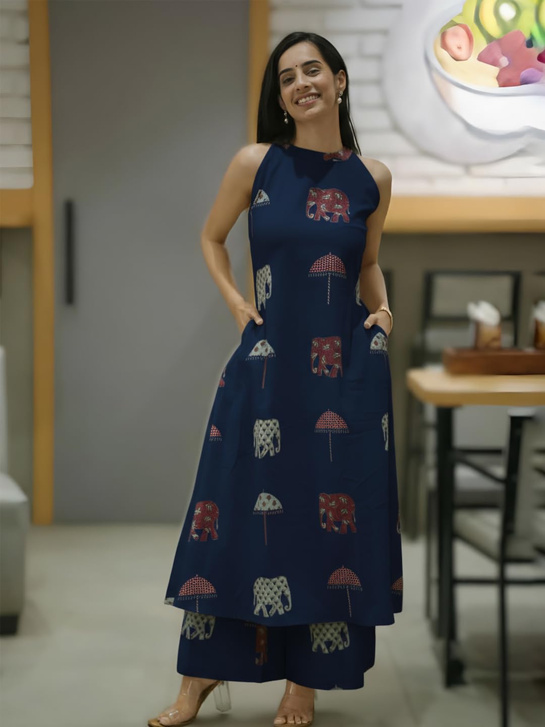 ANNI DESIGNER Women's Ethnic Co-Ord Set | Kurta Pant Set | Kurta Palazzo Set | Stylish Cotton Suit Set for Women, Festival Co-ord Set