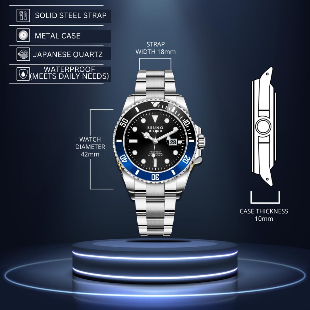 BRUNO MILANO Elegant Masterpiece Chronograph Movement with Croco Leather Band & metallic band Watch for Men