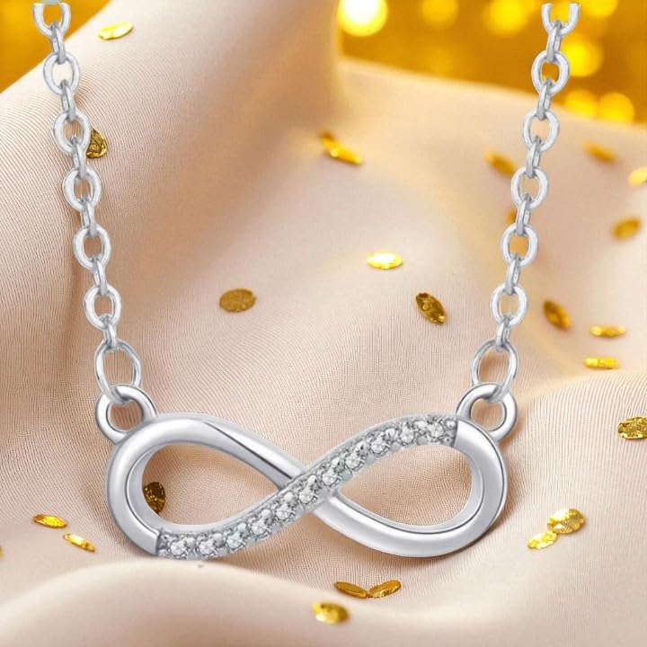 Nilu's Collection Infinity Shape Cubic Zirconia Diamond Bracelet for Women & Girls, Jewelry for Gift, Adjustable Charm Bracelet