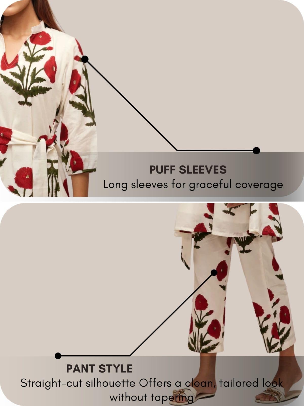 Leriya Fashion Women's Anarkali Floral Printed Rayon Kurta Pant Set | V-Neck Straight Kurti with 3/4 Sleeves | Co ord Set For Women Stylish | Kurtis