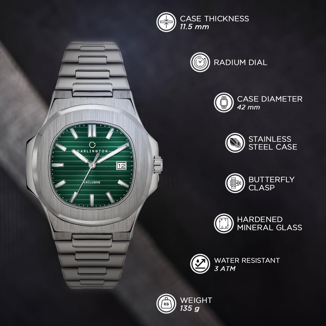 Carlington Stainless Steel Analog Wrist Watches for Men-Ct 8822