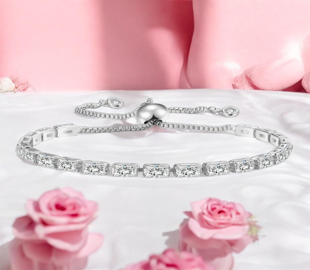 Nilu's Collection Stylish Cubic Zirconia American Diamond Adjustable Bracelet For Women & Girls Bracelet, Gift for Her