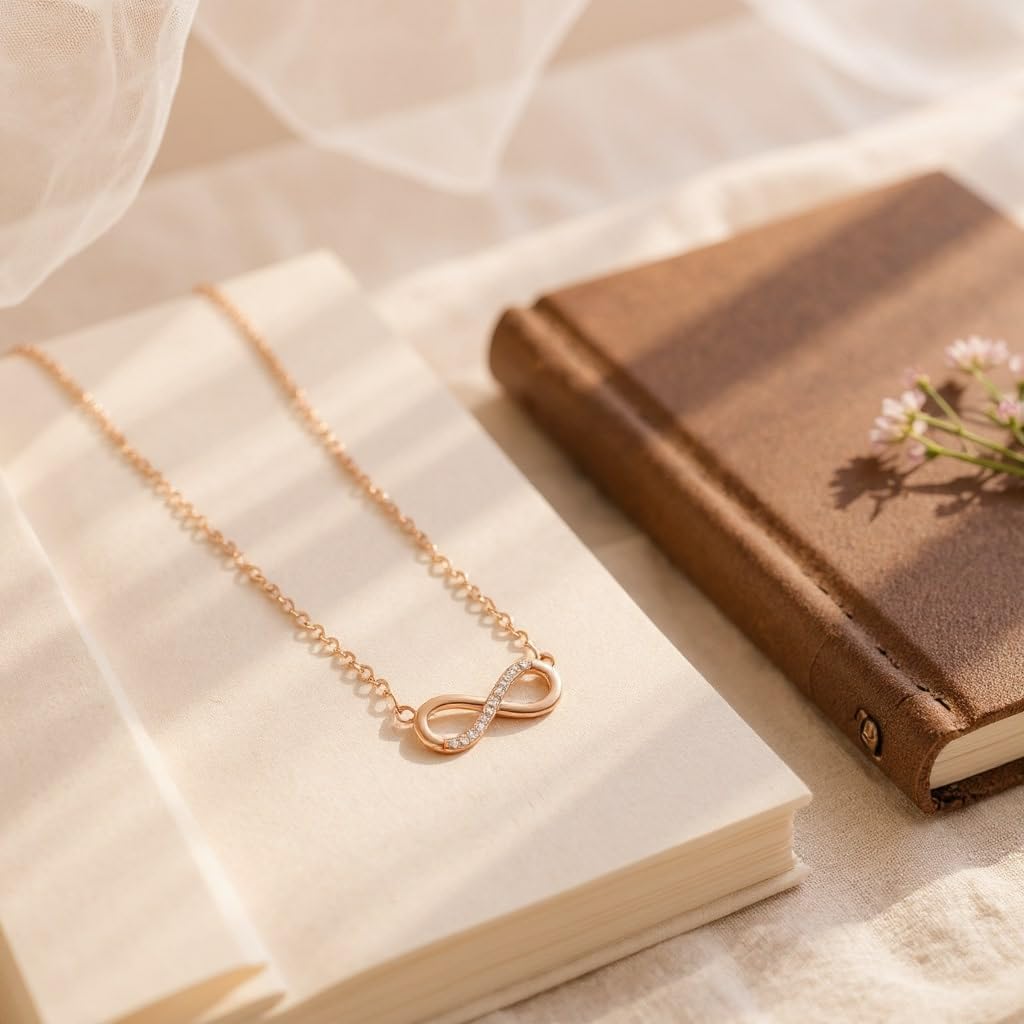 Nilu's Collection Infinity Shape Cubic Zirconia Diamond Bracelet for Women & Girls, Jewelry for Gift, Adjustable Charm Bracelet