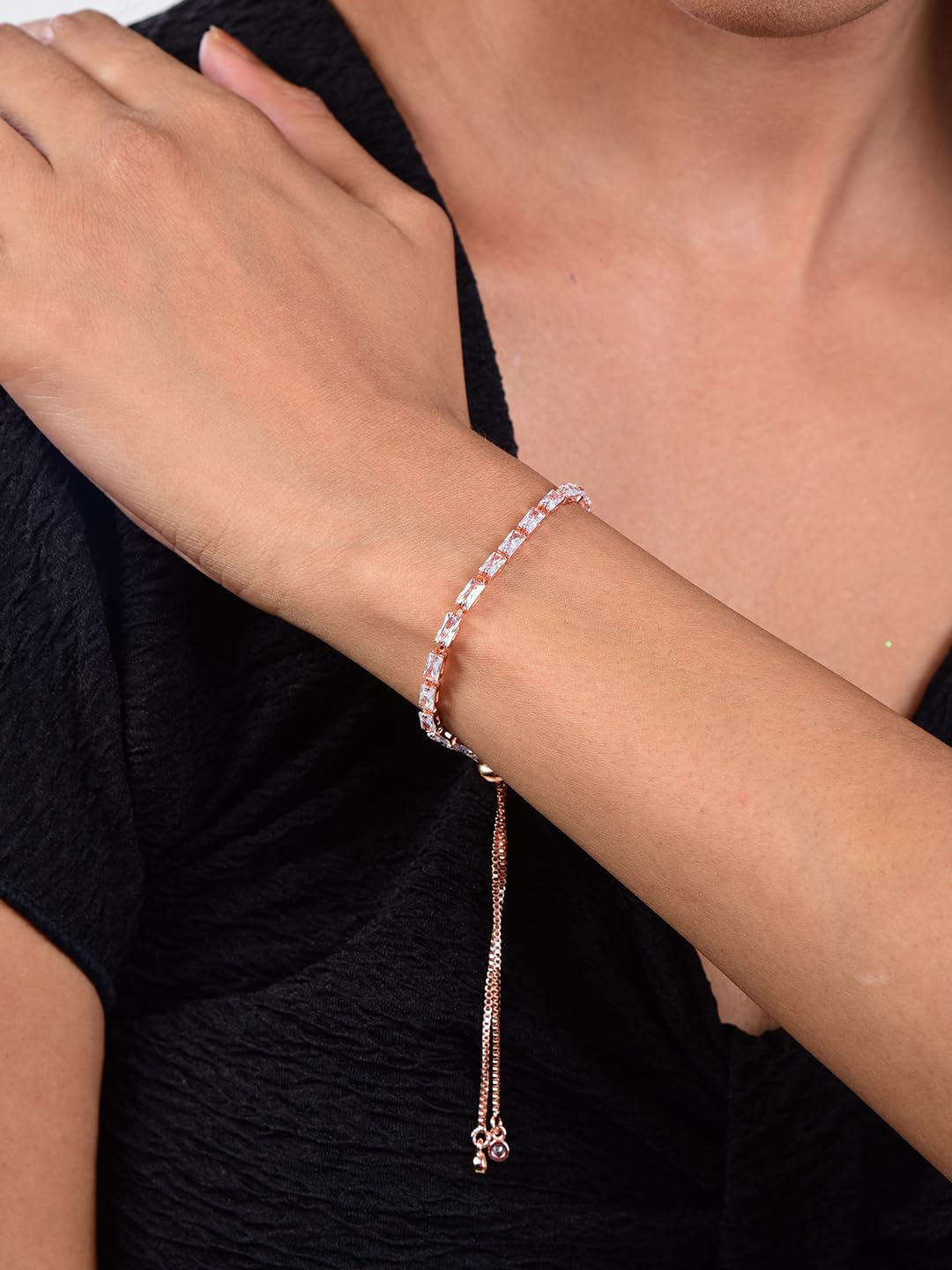 Nilu's Collection Stylish Cubic Zirconia American Diamond Adjustable Bracelet For Women & Girls Bracelet, Gift for Her