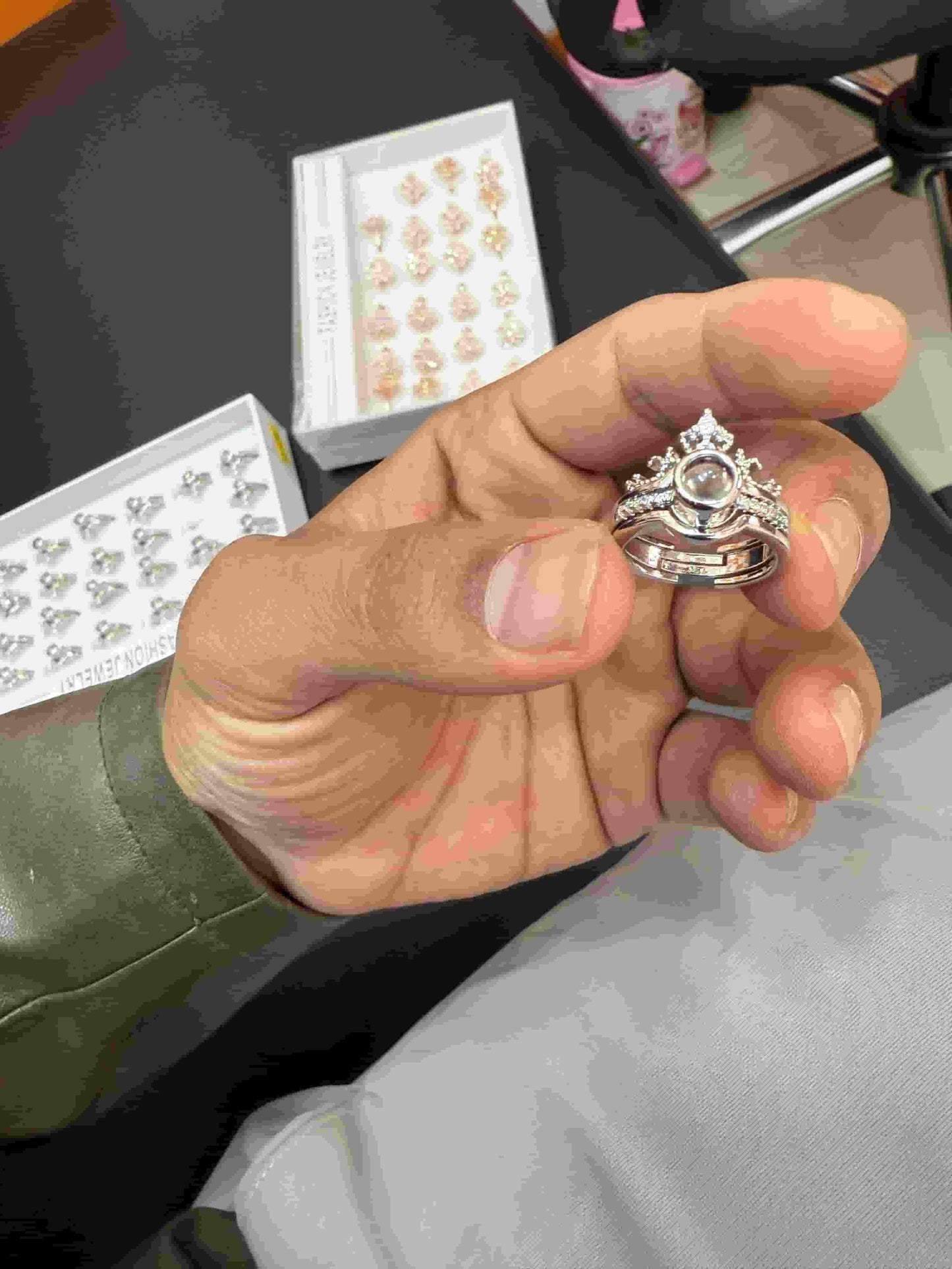 I Love You In 100 Languages embedded inside the 2 in 1 Ring (Assorted Color)