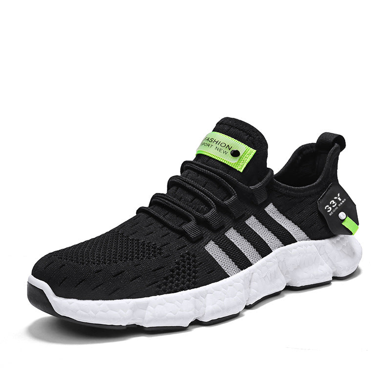 Lying Weave Mens Running Shoes Lightweight Popcorn Sneakers Comfortable Walking Sports Shoes Keep Running Casual Shoes