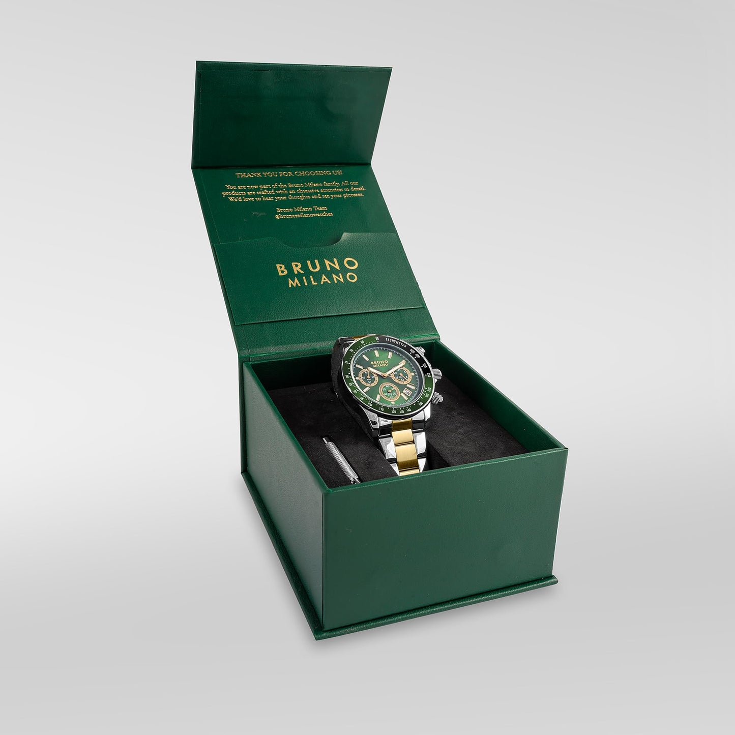 BRUNO MILANO Elegant Masterpiece Chronograph Movement with Croco Leather Band & metallic band Watch for Men