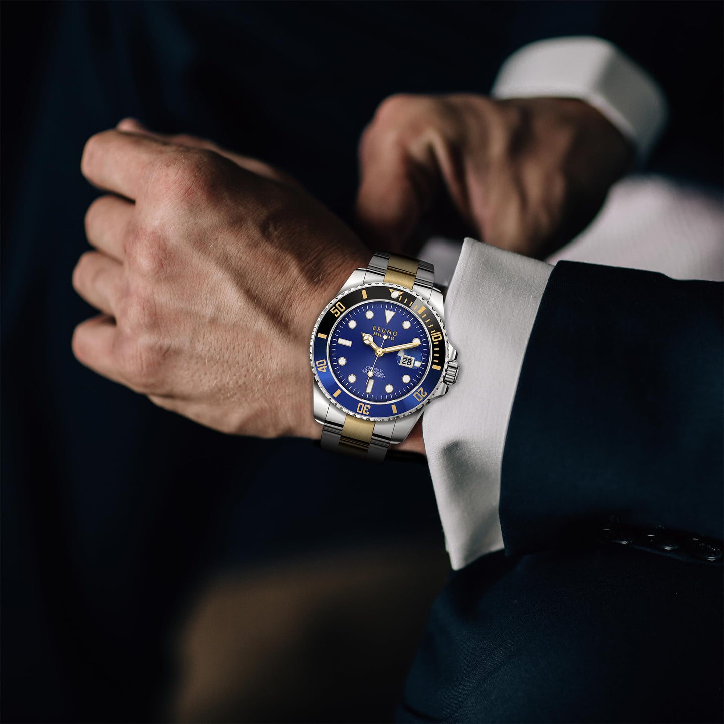 BRUNO MILANO Elegant Masterpiece Chronograph Movement with Croco Leather Band & metallic band Watch for Men