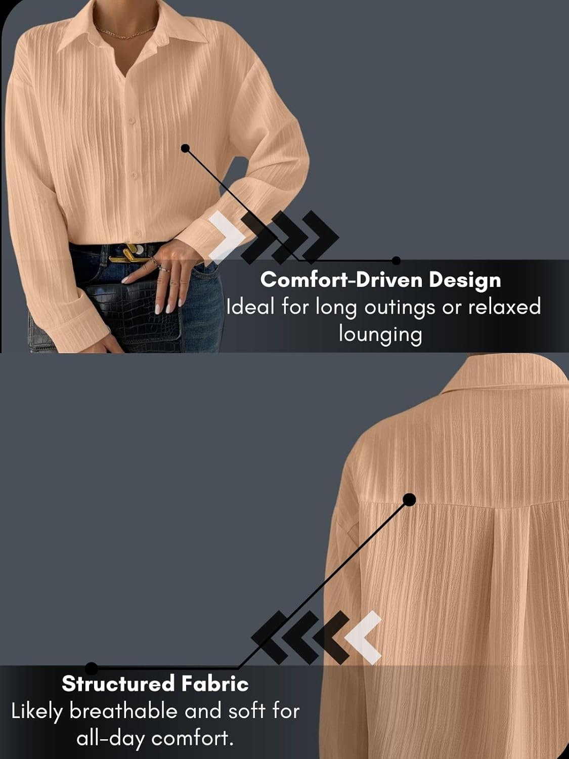 GRECIILOOKS Shirt for Women | Women Shirt | Long Shirt for Women | Shirt Tops for Women | Oversized Shirt for Women