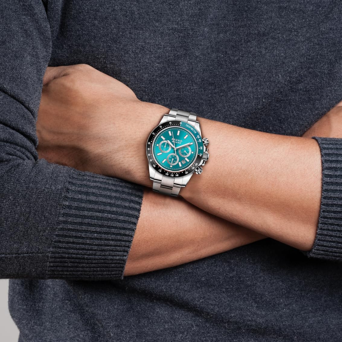 BRUNO MILANO Elegant Masterpiece Chronograph Movement with Croco Leather Band & metallic band Watch for Men