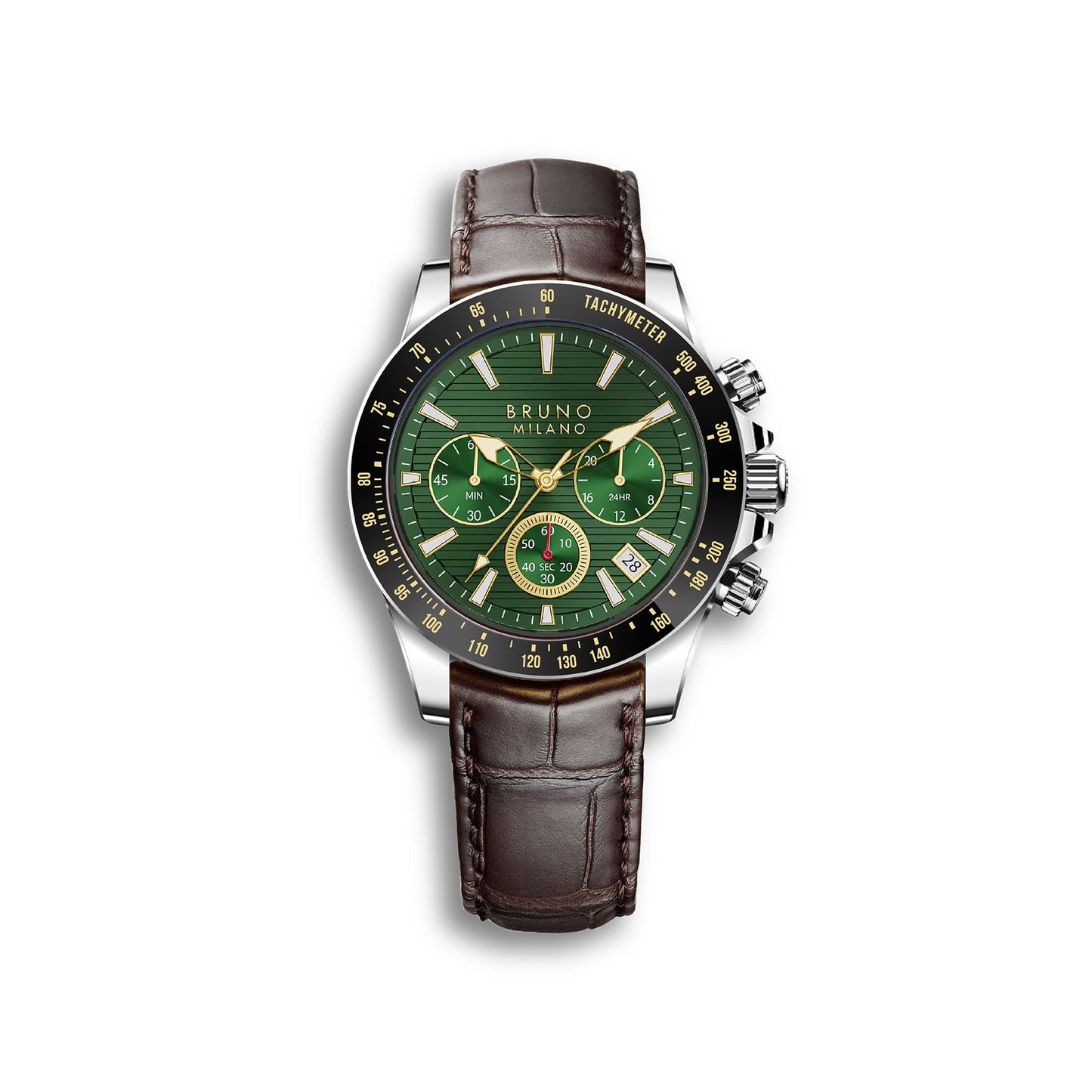 BRUNO MILANO Elegant Masterpiece Chronograph Movement with Croco Leather Band & metallic band Watch for Men