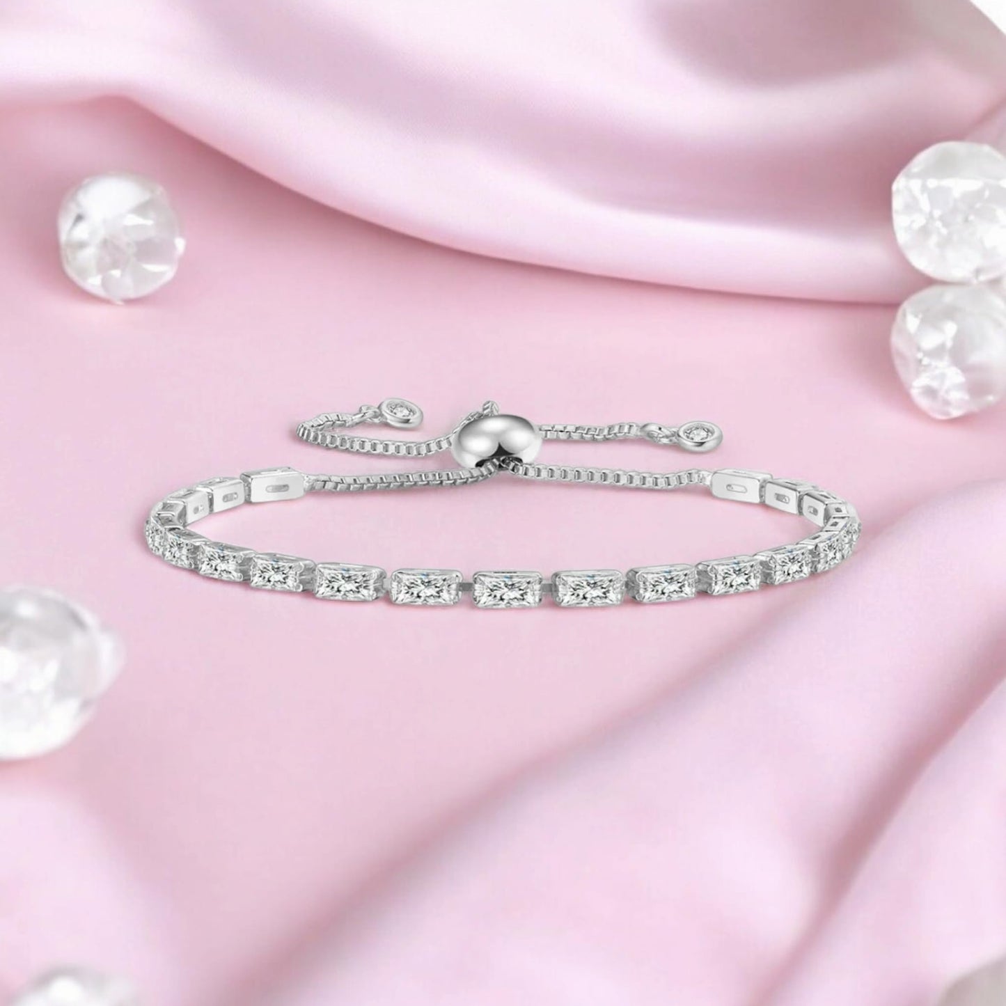 Nilu's Collection Stylish Cubic Zirconia American Diamond Adjustable Bracelet For Women & Girls Bracelet, Gift for Her