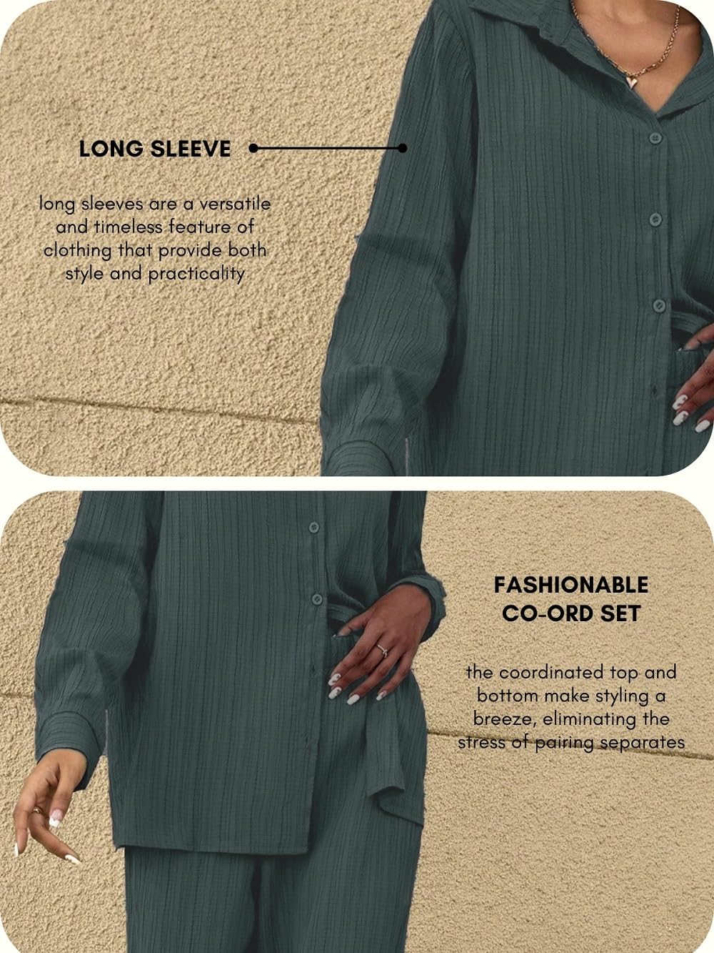 Leriya Fashion Stylish Co-ord Set for Women – Trendy Korean Summer Travel Outfit | Lightweight Two Piece Dress for Beach & Holiday Look | Casual Style | Textured | Full Sleeve