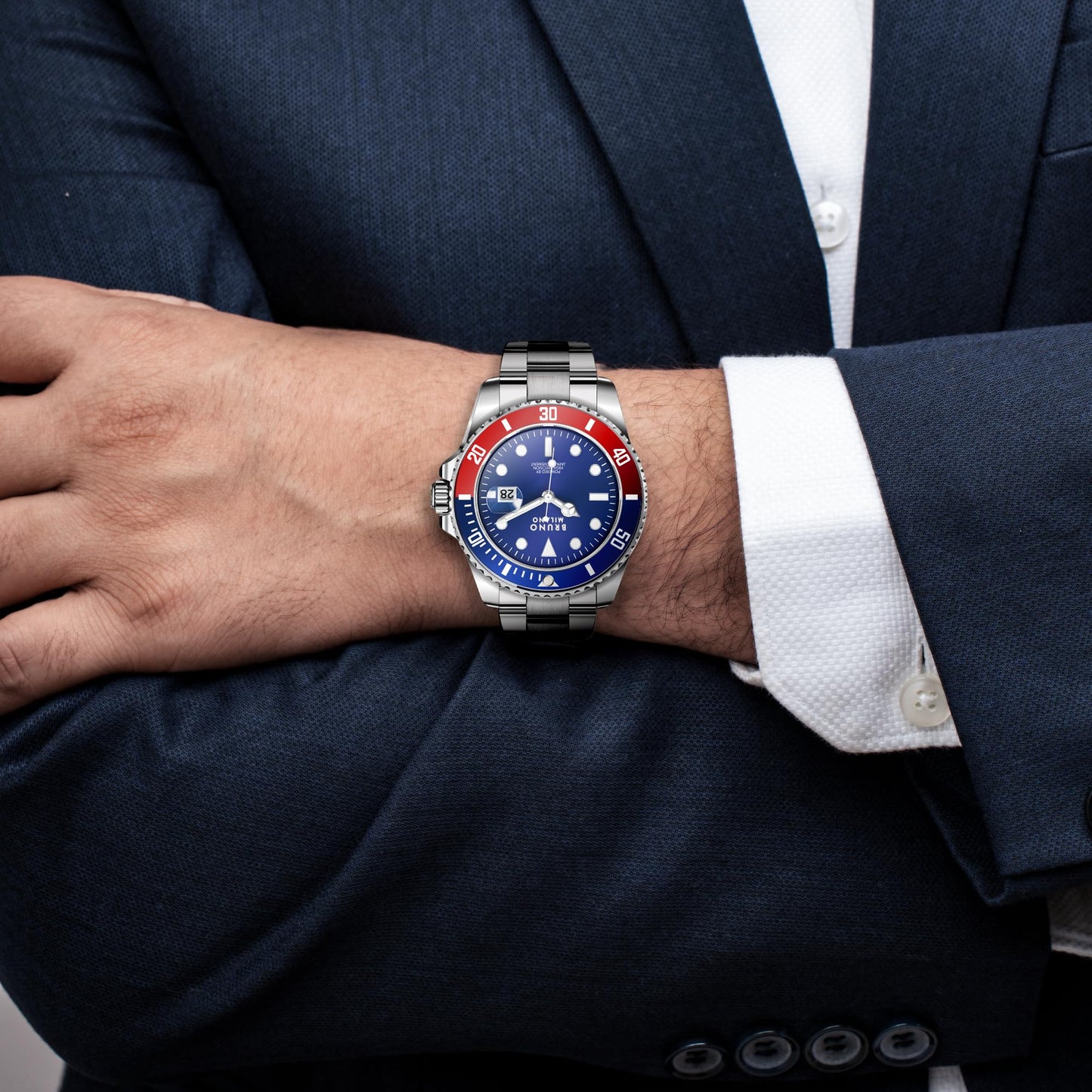 BRUNO MILANO Elegant Masterpiece Chronograph Movement with Croco Leather Band & metallic band Watch for Men