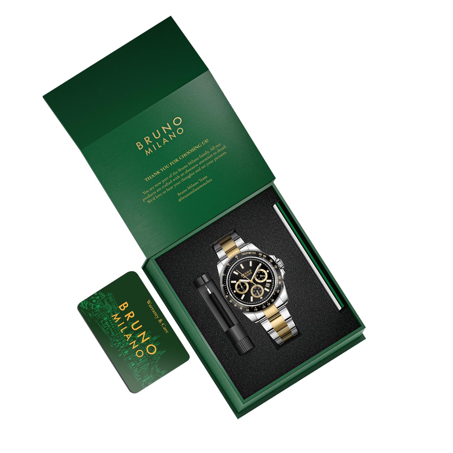 BRUNO MILANO Elegant Masterpiece Chronograph Movement with Croco Leather Band & metallic band Watch for Men