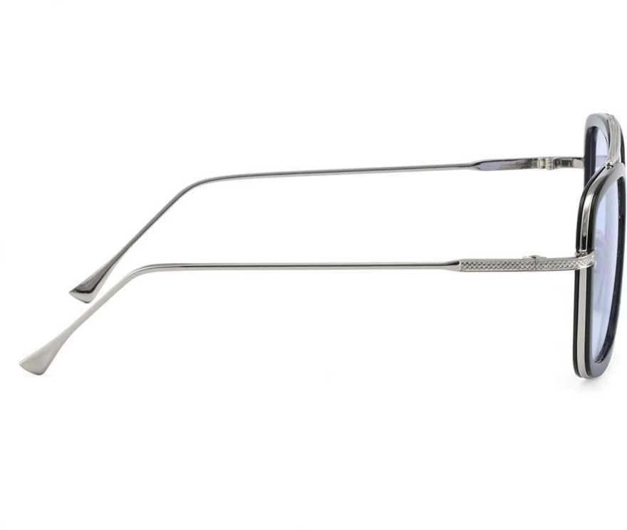 MEN'S Blue Silver Retro Square Sunglasses