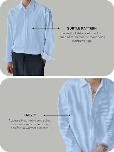 GRECIILOOKS Men's Formal Button Down Shirt – Slim Fit Polycotton Shirt|Textured Full Sleeve| (Available in Combo Pack of 2)