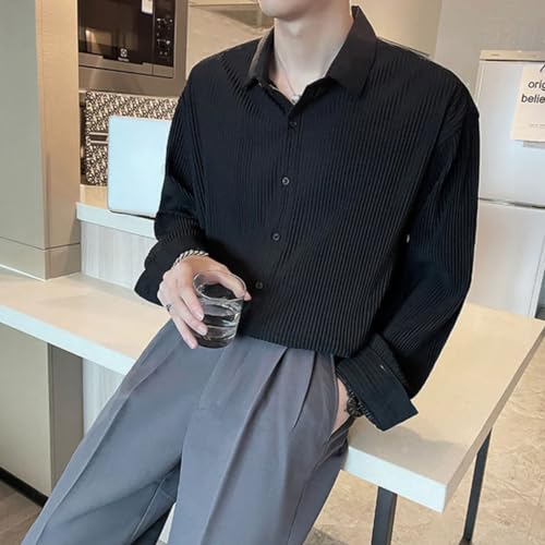 GRECIILOOKS Men's Formal Button Down Shirt – Slim Fit Polycotton Shirt|Textured Full Sleeve| (Available in Combo Pack of 2)