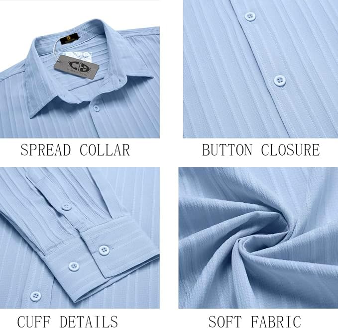CB-COLEBROOK Men's Casual Button Down Shirts Long Sleeve Linen Shirt Fashion Textured Beach Summer Shirts |
