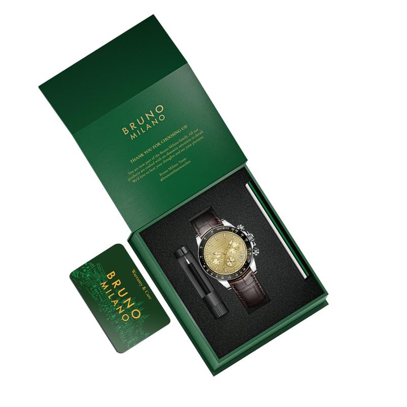 BRUNO MILANO Elegant Masterpiece Chronograph Movement with Croco Leather Band & metallic band Watch for Men