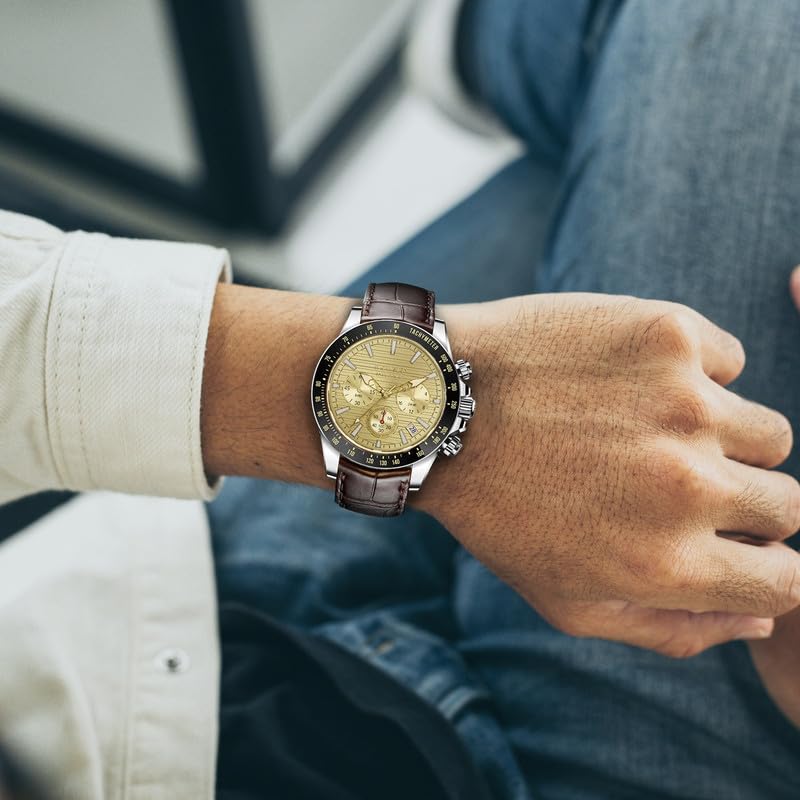 BRUNO MILANO Elegant Masterpiece Chronograph Movement with Croco Leather Band & metallic band Watch for Men