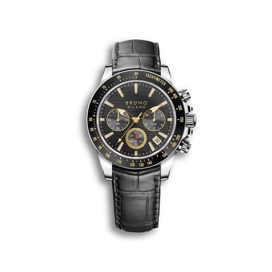 BRUNO MILANO Elegant Masterpiece Chronograph Movement with Croco Leather Band & metallic band Watch for Men