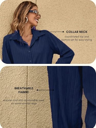 Leriya Fashion Stylish Co-ord Set for Women – Trendy Korean Summer Travel Outfit | Lightweight Two Piece Dress for Beach & Holiday Look | Casual Style | Textured | Full Sleeve