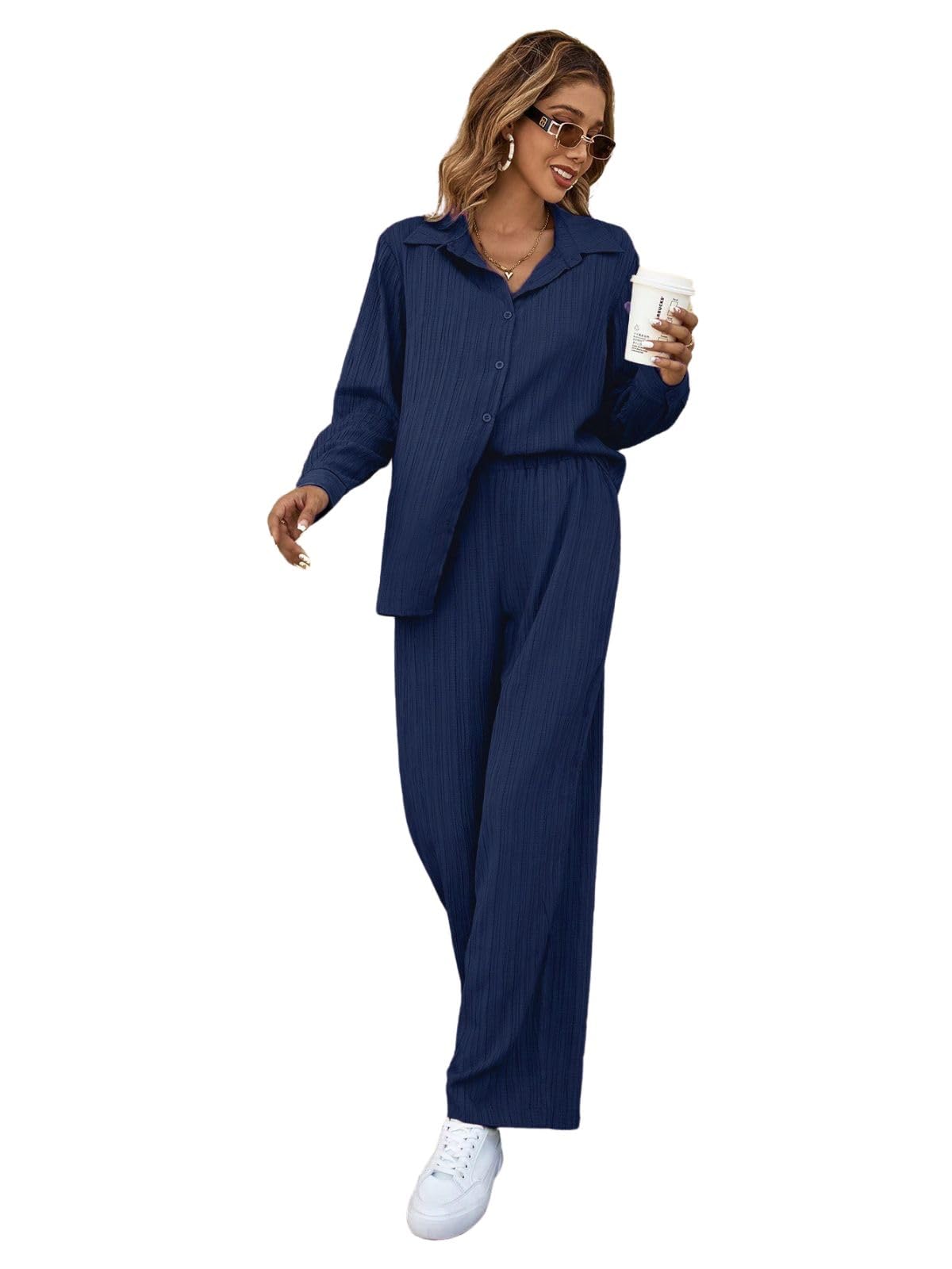 Leriya Fashion Stylish Co-ord Set for Women – Trendy Korean Summer Travel Outfit | Lightweight Two Piece Dress for Beach & Holiday Look | Casual Style | Textured | Full Sleeve