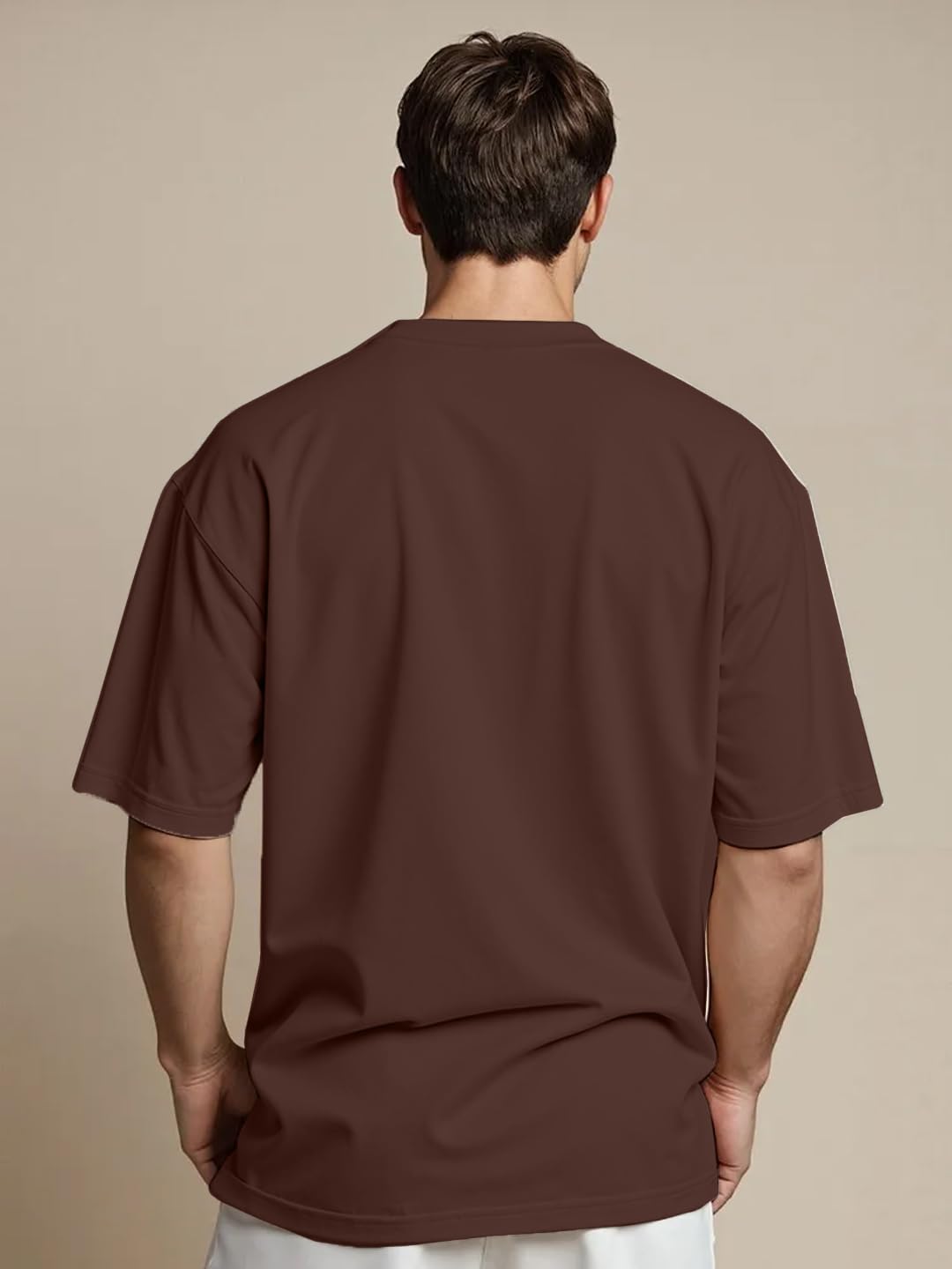 LEOTUDE Classy Half Sleeve Cottonblend Printed Round Neck Drop Shoulder Oversized Tshirt for Man