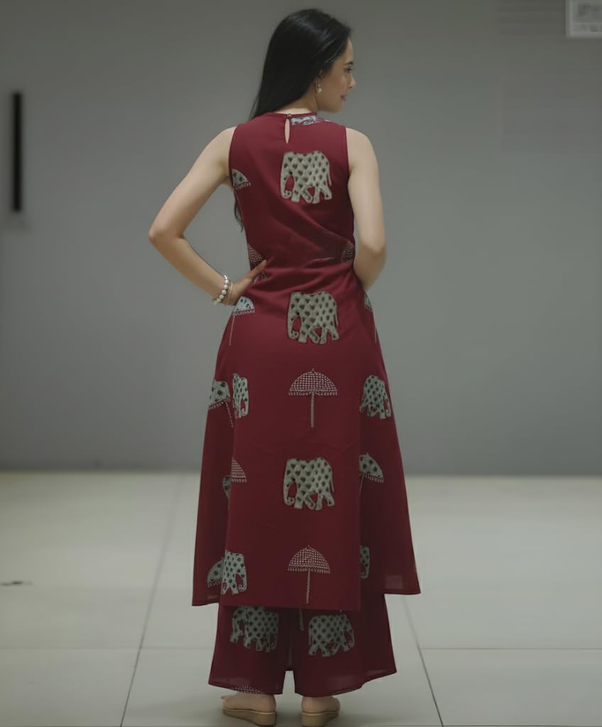 ANNI DESIGNER Women's Ethnic Co-Ord Set | Kurta Pant Set | Kurta Palazzo Set | Stylish Cotton Suit Set for Women, Festival Co-ord Set