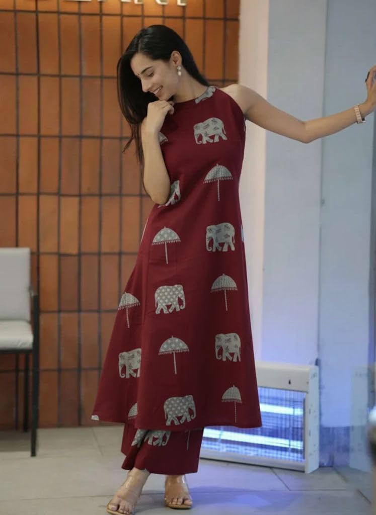 ANNI DESIGNER Women's Ethnic Co-Ord Set | Kurta Pant Set | Kurta Palazzo Set | Stylish Cotton Suit Set for Women, Festival Co-ord Set